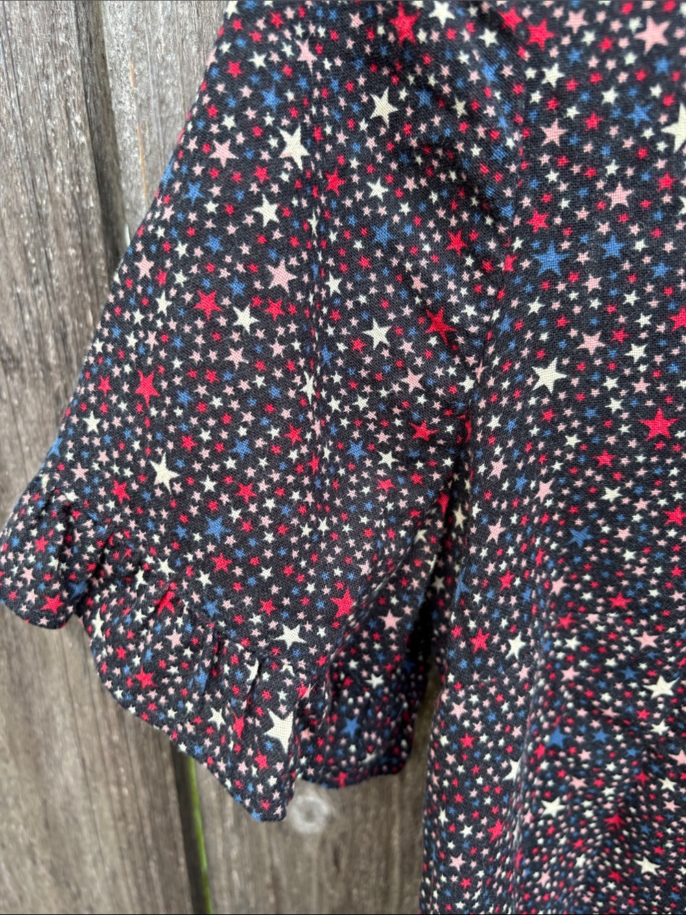 Madewell Black Star-Print Peplum Button-Front Blouse - Picture 4 of 6